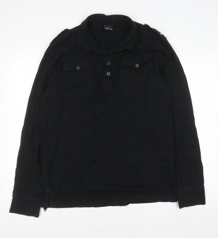 Bench Men's Black Cotton Long Sleeve Button-Up Shirt Size L