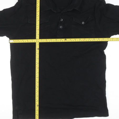 Bench Men's Black Cotton Long Sleeve Button-Up Shirt Size L