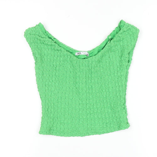 Zara Women’s Green Cropped Sleeveless Blouse M