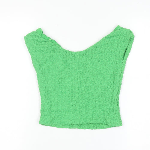 Zara Women’s Green Cropped Sleeveless Blouse M