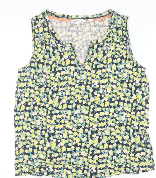 White Stuff Women's Multicoloured Floral Cotton Sleeveless Top UK 10