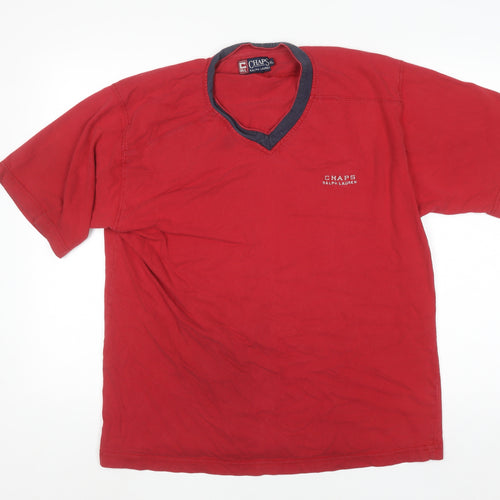 Chaps Ralph Lauren Men's Red Cotton V-Neck Short Sleeve T-Shirt XL