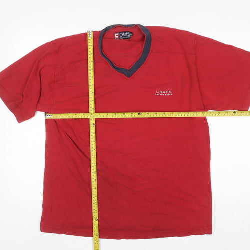 Chaps Ralph Lauren Men's Red Cotton V-Neck Short Sleeve T-Shirt XL