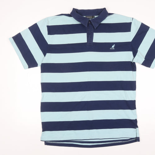 Kangol Men's Blue Striped Polo Shirt XL Regular Fit