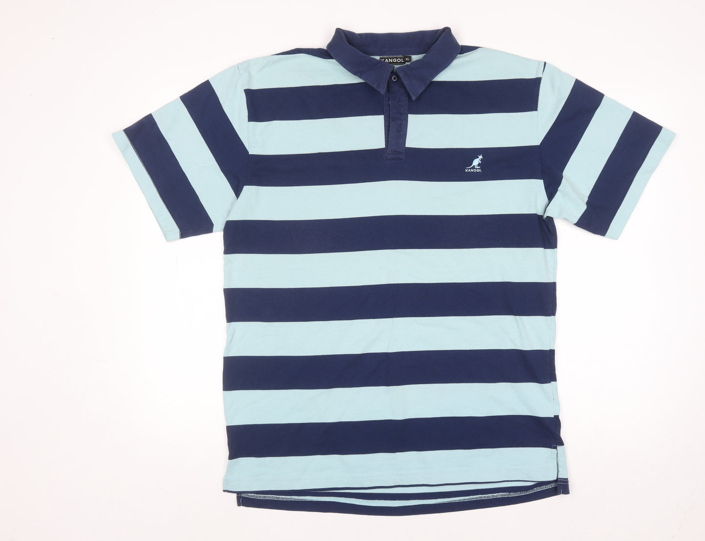 Kangol Men's Blue Striped Polo Shirt XL Regular Fit