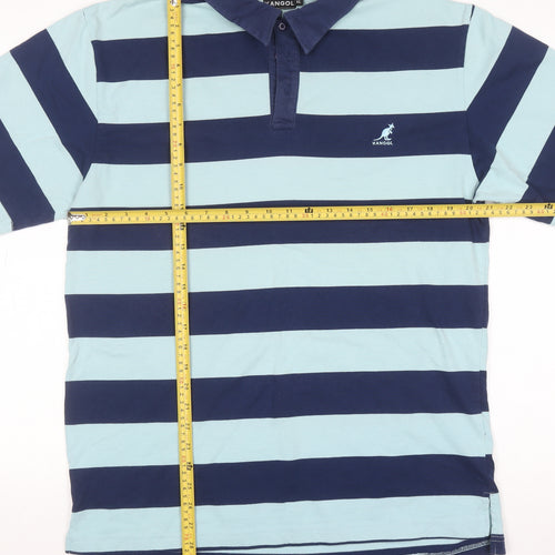 Kangol Men's Blue Striped Polo Shirt XL Regular Fit