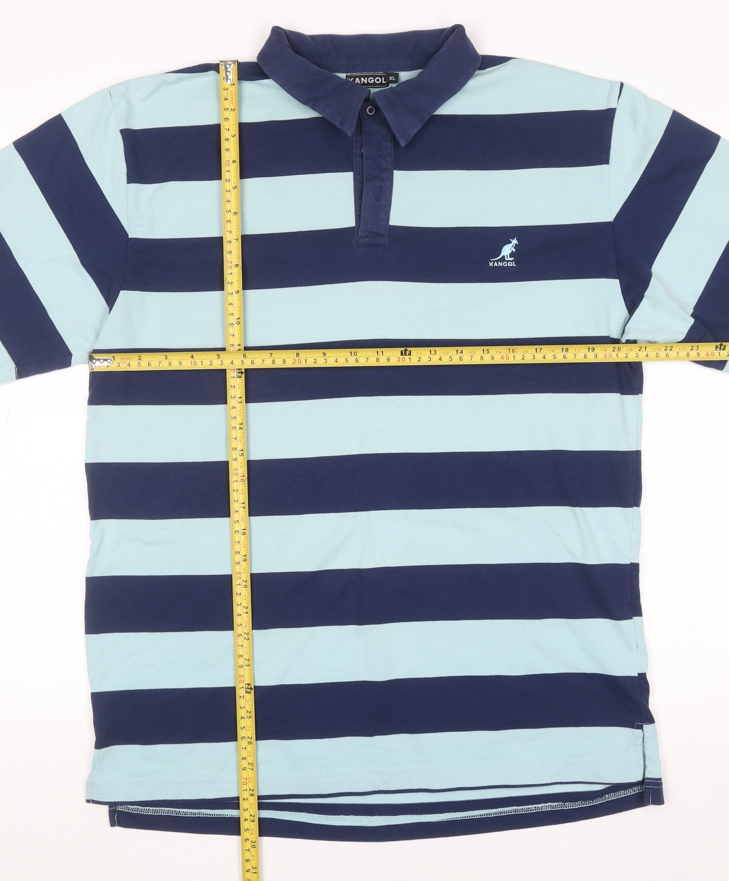 Kangol Men's Blue Striped Polo Shirt XL Regular Fit