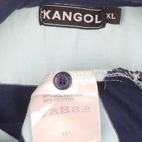 Kangol Men's Blue Striped Polo Shirt XL Regular Fit