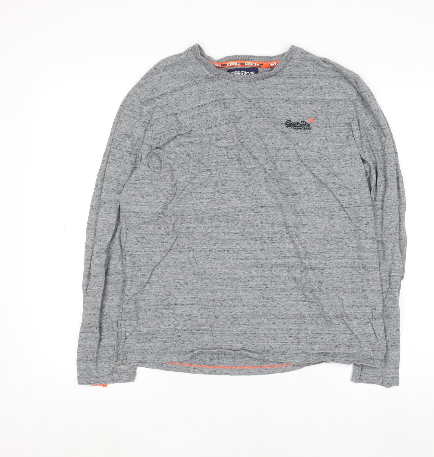 Superdry Men's Grey Long Sleeve Crew Neck Cotton Top M