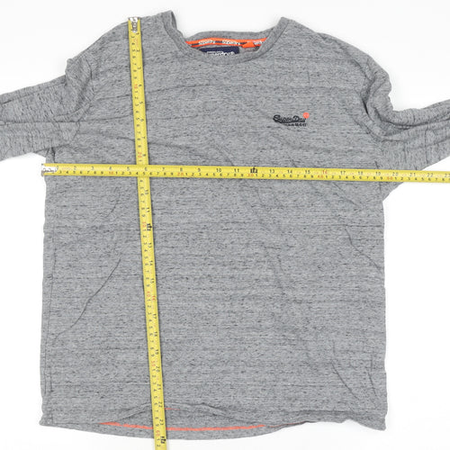 Superdry Men's Grey Long Sleeve Crew Neck Cotton Top M