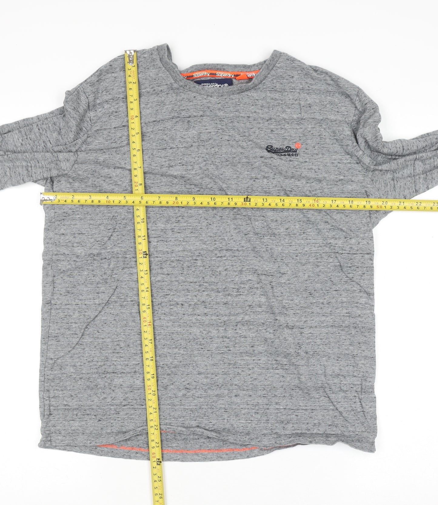 Superdry Men's Grey Long Sleeve Crew Neck Cotton Top M