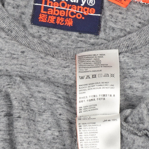 Superdry Men's Grey Long Sleeve Crew Neck Cotton Top M