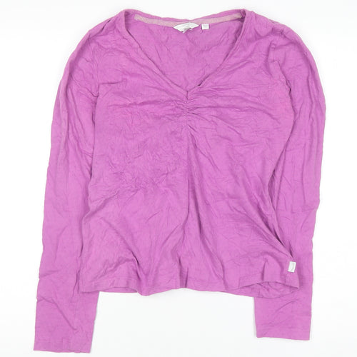 FatFace Women’s Pink Long Sleeve V-Neck Cotton Jersey Top Size 10