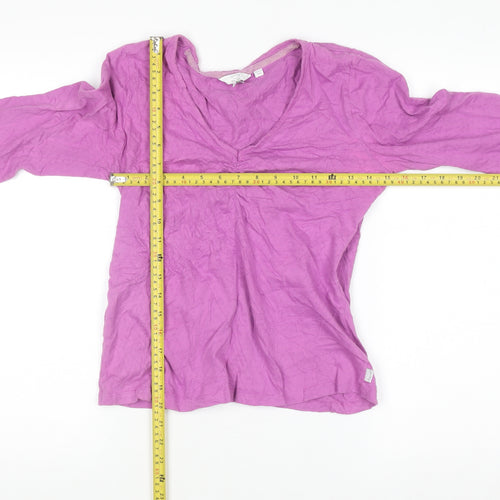 FatFace Women’s Pink Long Sleeve V-Neck Cotton Jersey Top Size 10