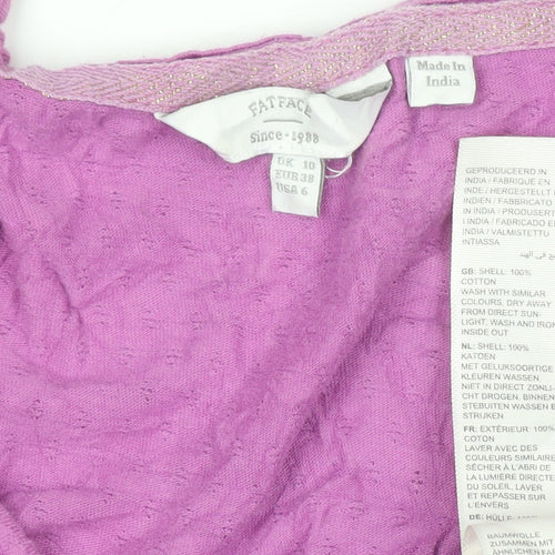 FatFace Women’s Pink Long Sleeve V-Neck Cotton Jersey Top Size 10