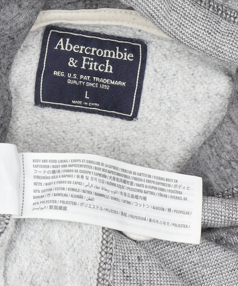 Abercrombie & Fitch Mens Grey Pullover Hoodie L Regular Fit