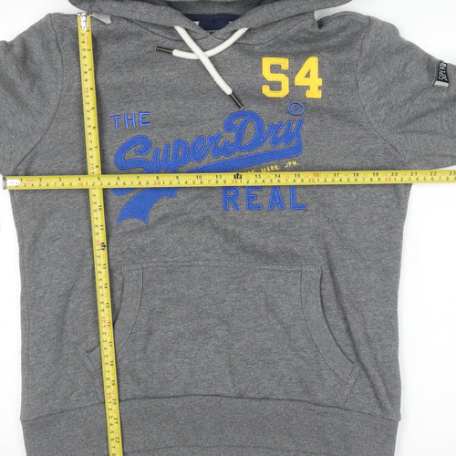 Superdry Womens Grey Pullover Hoodie Size 14 Hooded Graphic Print