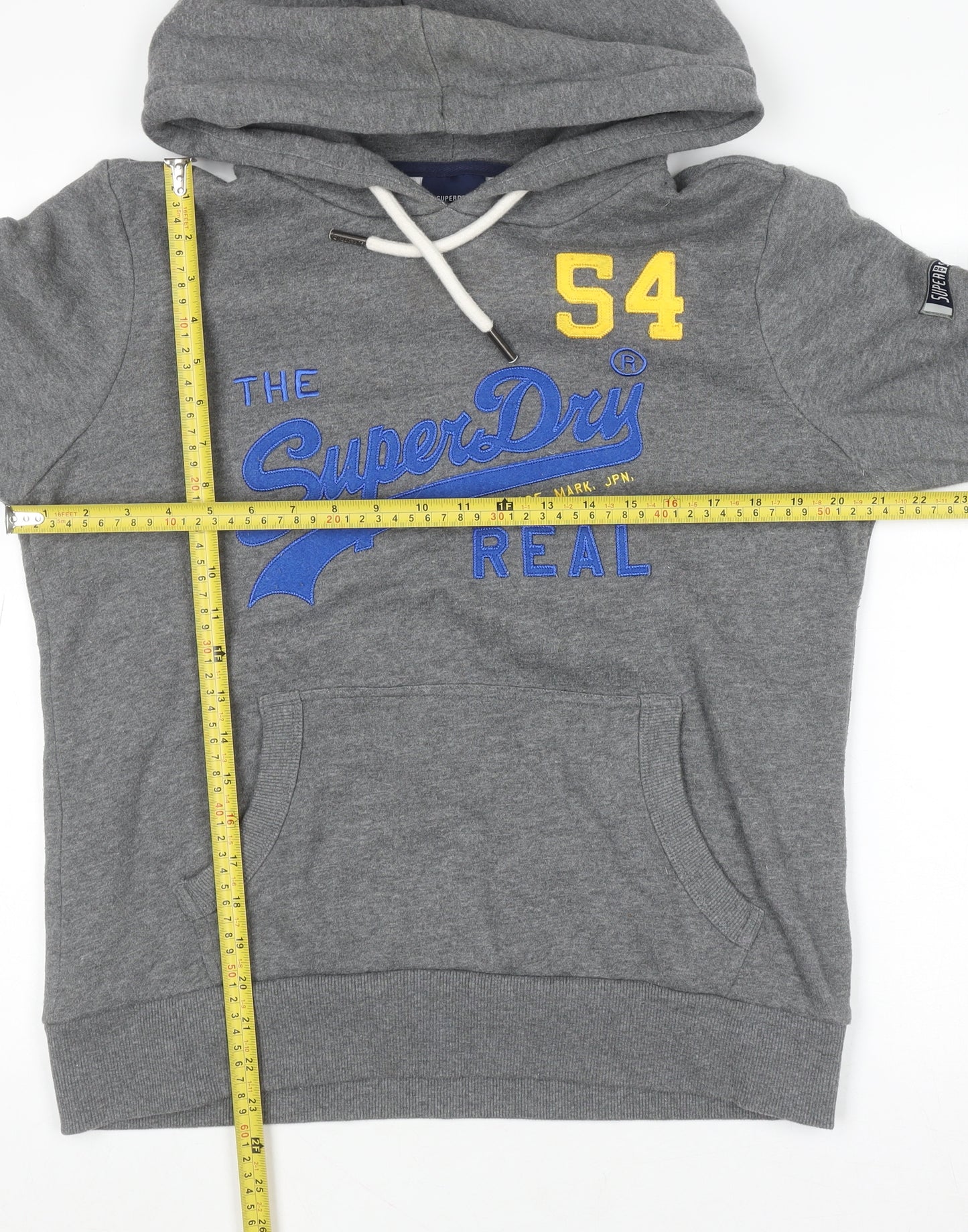 Superdry Womens Grey Pullover Hoodie Size 14 Hooded Graphic Print