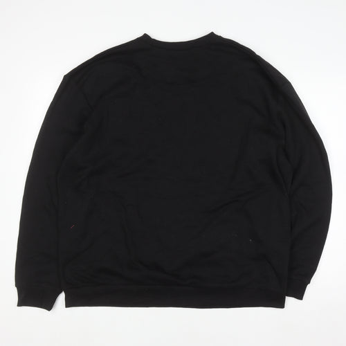 boohooMAN Men's Black Dallas Campus Sweatshirt Medium Crew Neck