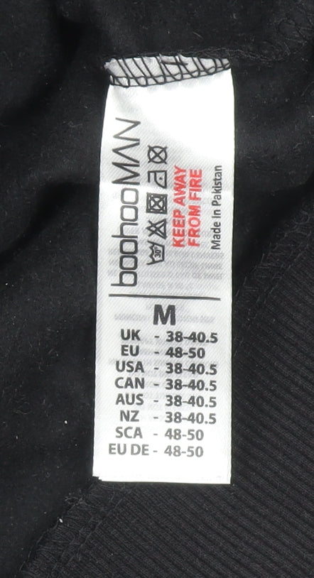 boohooMAN Men's Black Dallas Campus Sweatshirt Medium Crew Neck