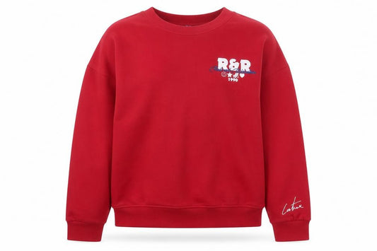Front view of Couture Women Red Pullover Sweatshirt UK 4 Graphic Print Cotton Blend