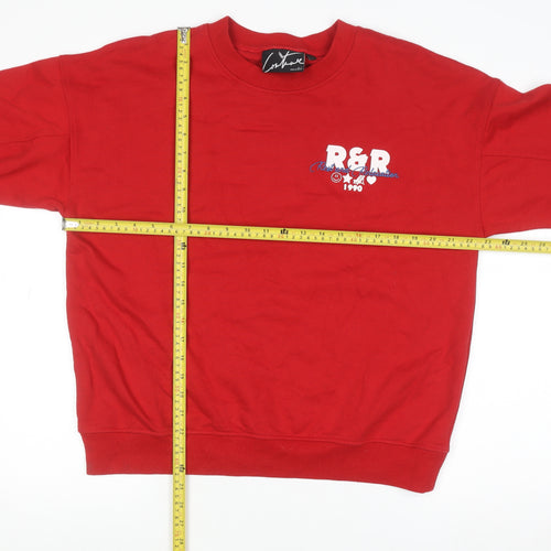 Couture Women Red Pullover Sweatshirt UK 4 Graphic Print Cotton Blend