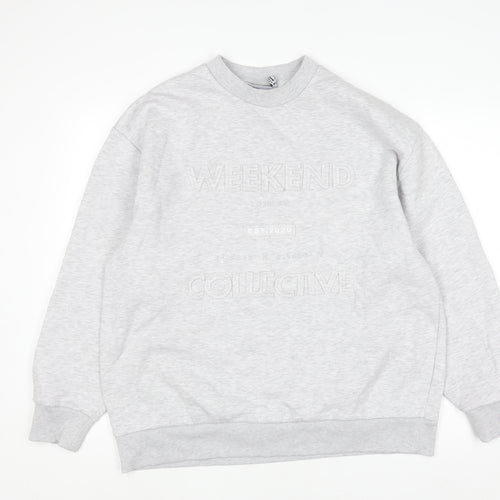 ASOS DESIGN Unisex Grey Graphic Pullover Sweatshirt Size S