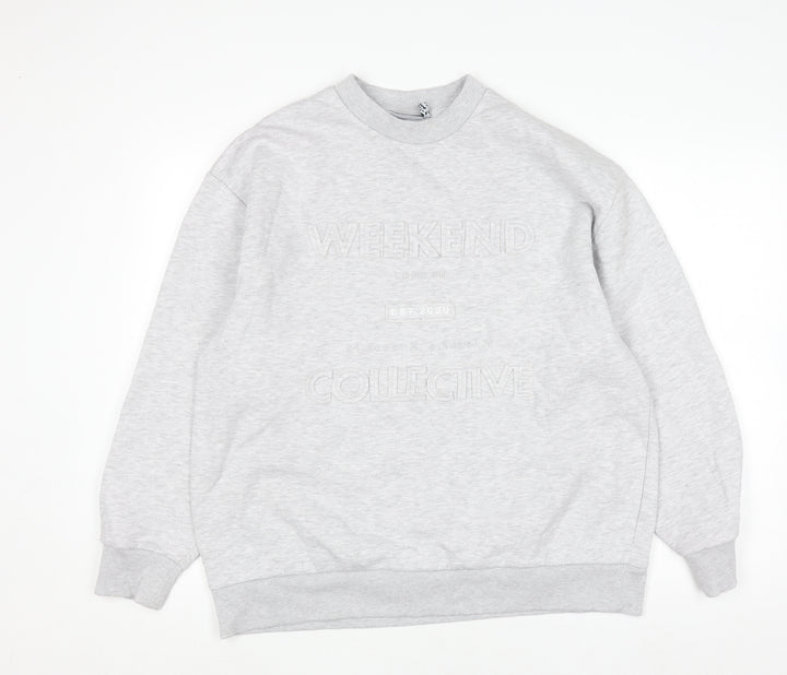ASOS DESIGN Unisex Grey Graphic Pullover Sweatshirt Size S