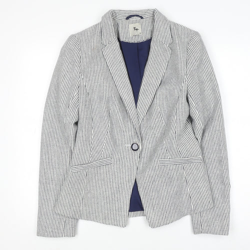 Tu Women Blue Striped Regular Fit Blazer Size 10 Workwear Jacket