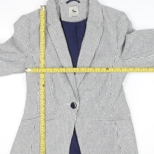 Tu Women Blue Striped Regular Fit Blazer Size 10 Workwear Jacket