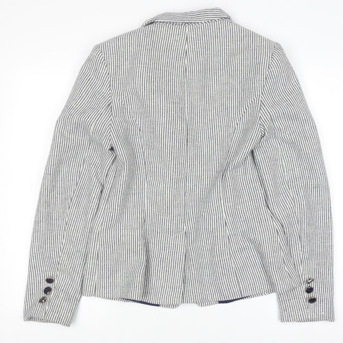 Tu Women Blue Striped Regular Fit Blazer Size 10 Workwear Jacket
