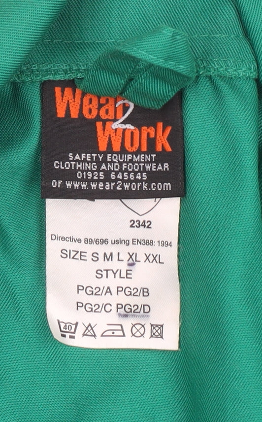 Wear2Work Men's Green L Workwear Jacket Full Zip Collared Twill Cotton Blend