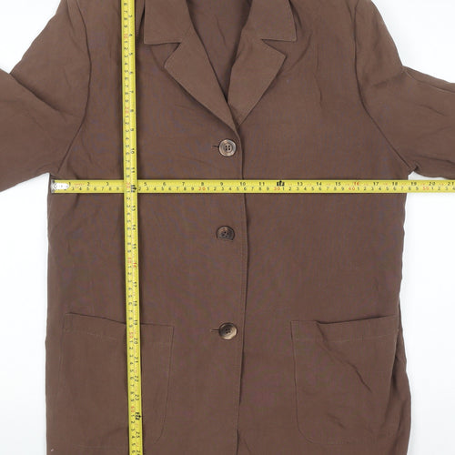 Marks and Spencer Women Brown Petite Fit Linen Blend Blazer UK 12