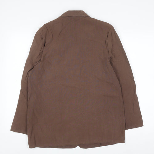 Marks and Spencer Women Brown Petite Fit Linen Blend Blazer UK 12