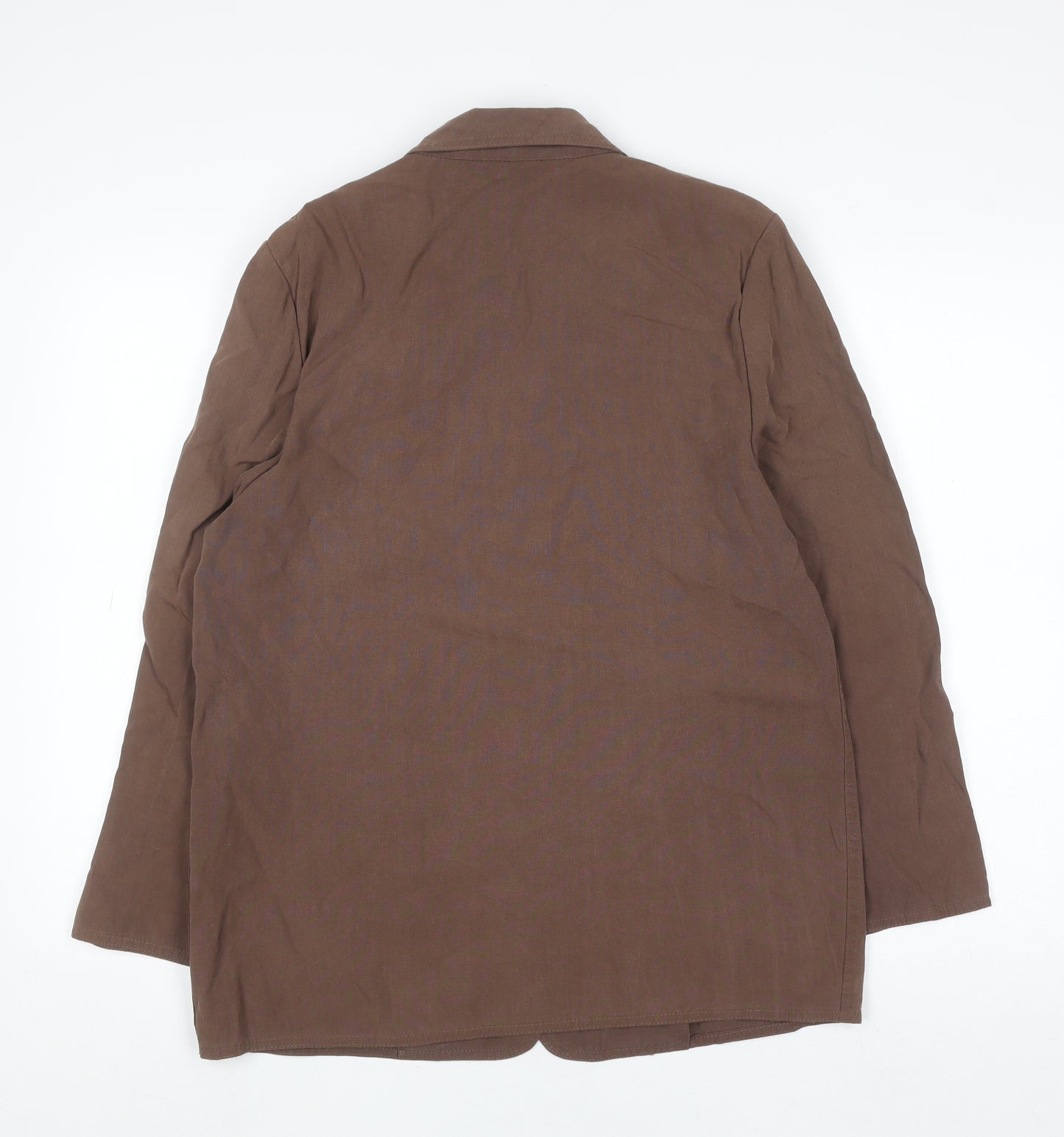 Marks and Spencer Women Brown Petite Fit Linen Blend Blazer UK 12