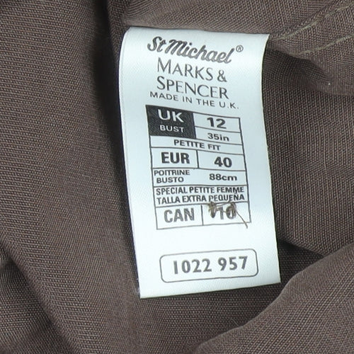 Marks and Spencer Women Brown Petite Fit Linen Blend Blazer UK 12