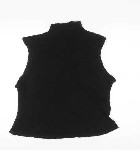 Lipsy London Women's Black Sleeveless Mock Neck Knit Top Size 18