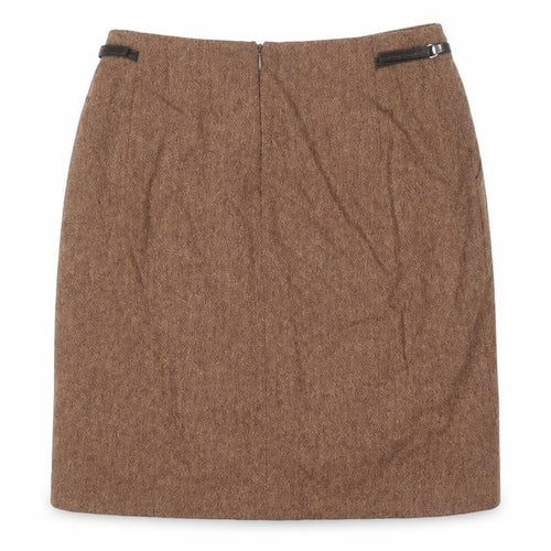 D'Errico Women Brown Wool Tweed Pencil Skirt Size 14