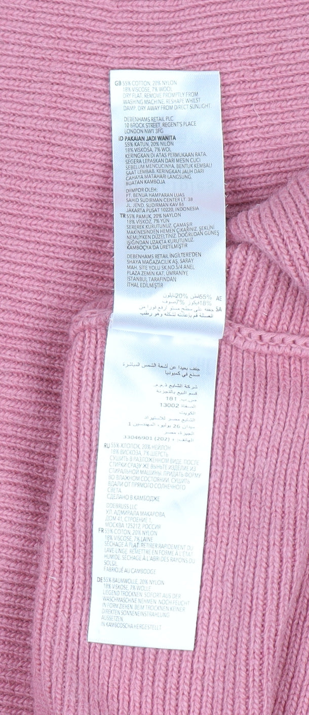 Principles by Ben de Lisi Women's Pink Mock Neck 3/4 Sleeve Knit Jumper Size 18