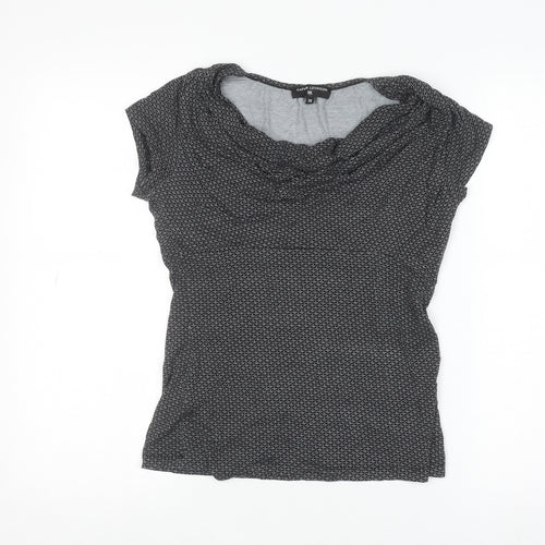 Daphia Levinson Women's Black Cowl Neck Short Sleeve Jersey Blouse Size 10