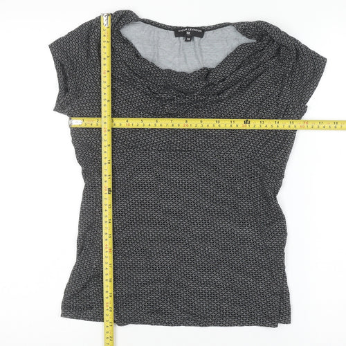 Daphia Levinson Women's Black Cowl Neck Short Sleeve Jersey Blouse Size 10