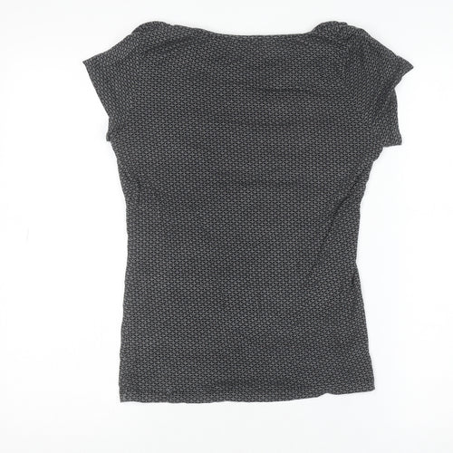Daphia Levinson Women's Black Cowl Neck Short Sleeve Jersey Blouse Size 10