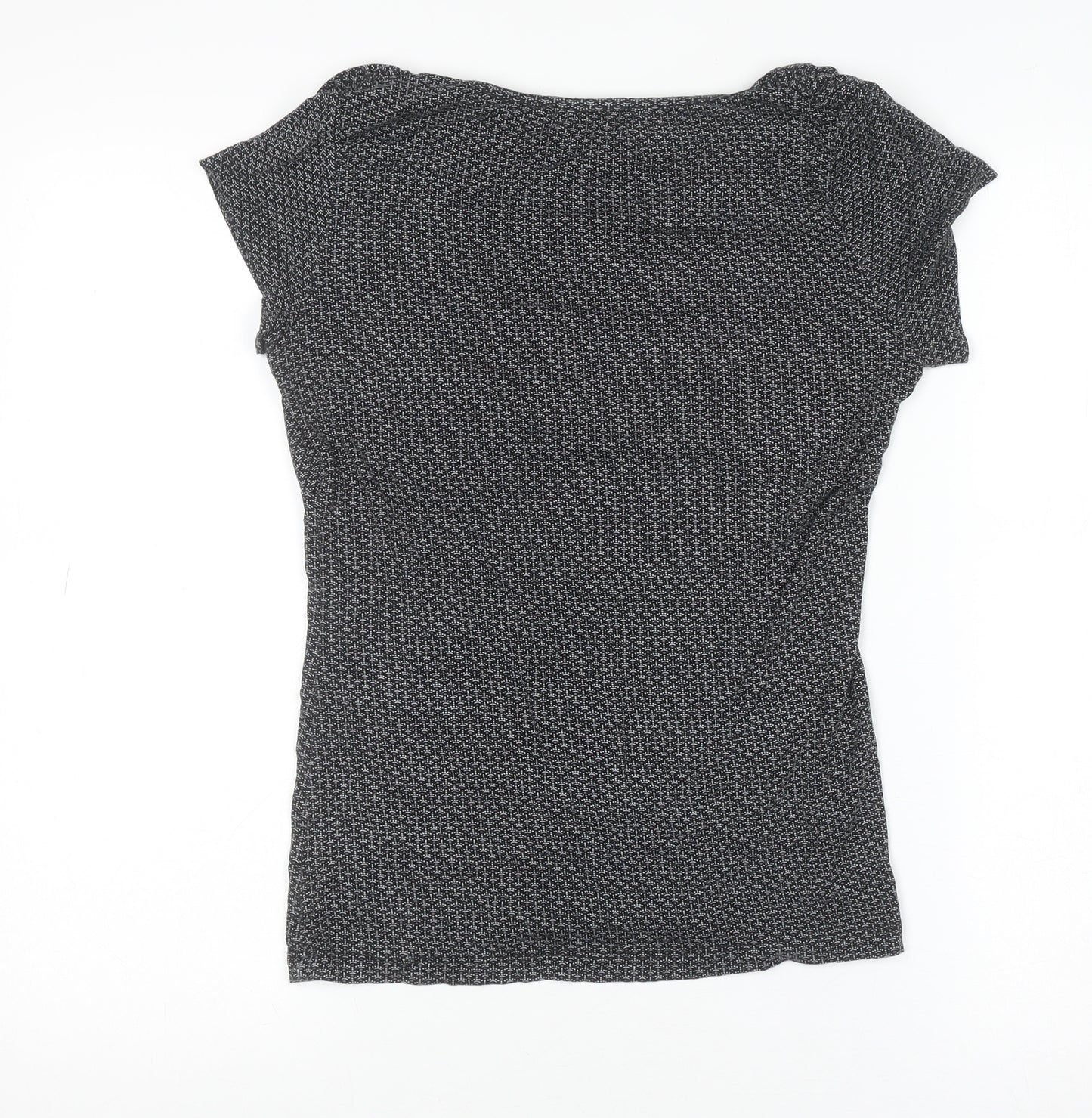 Daphia Levinson Women's Black Cowl Neck Short Sleeve Jersey Blouse Size 10