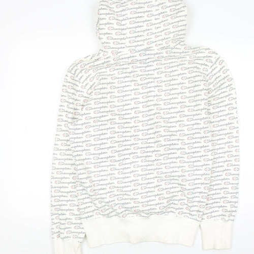 Champion Mens White Logo Pullover Hoodie Size M