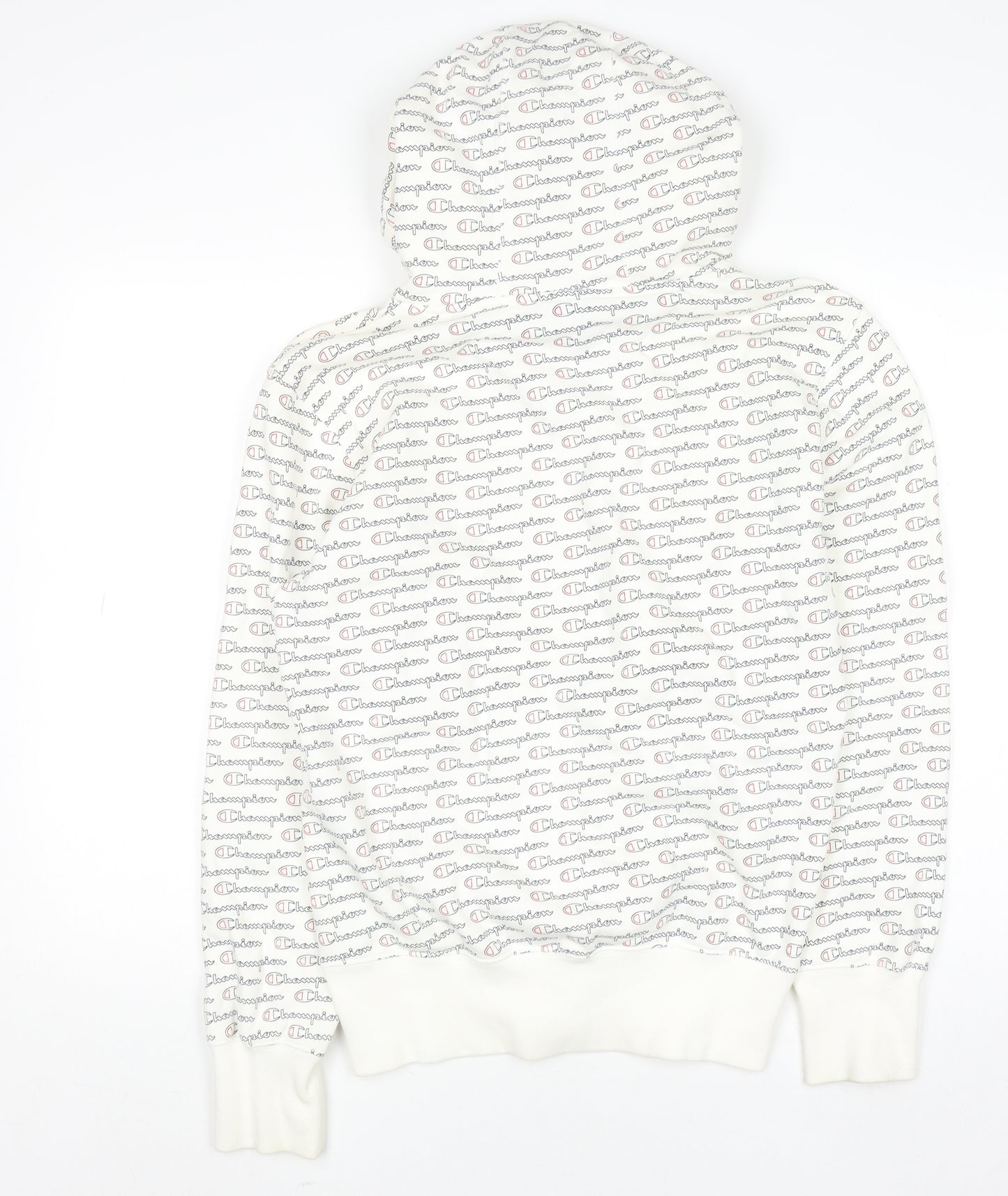 Champion Mens White Logo Pullover Hoodie Size M
