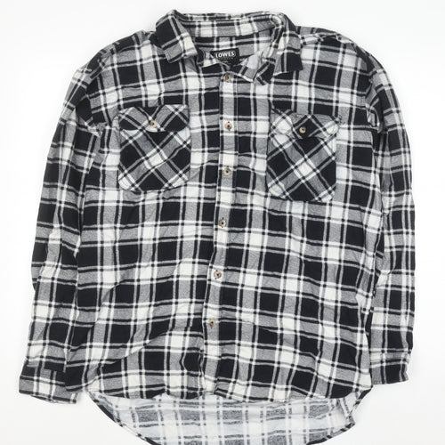 Lowes Men's Black Check Flannel Cotton Button-Up Shirt 2XL