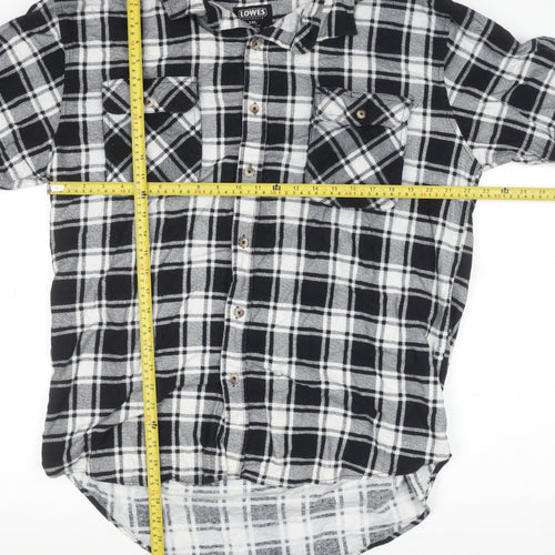 Lowes Men's Black Check Flannel Cotton Button-Up Shirt 2XL