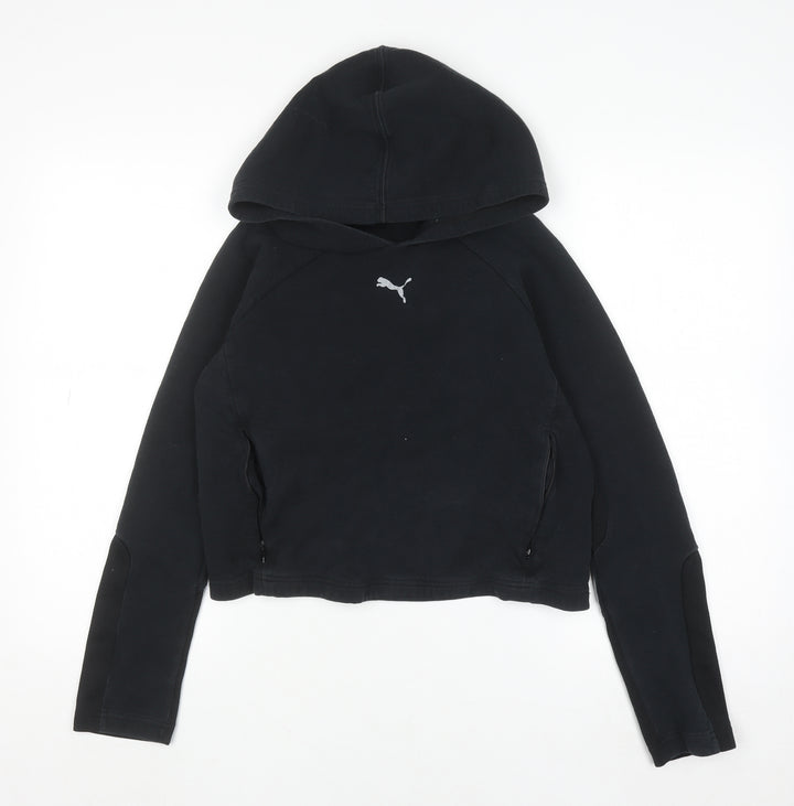 Puma Women's Black Cotton Hoodie Size M Pullover Hooded Sweatshirt