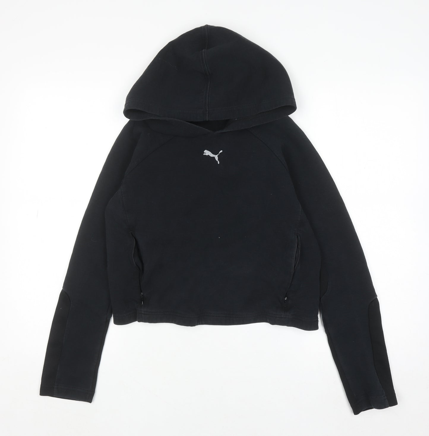 Puma Women's Black Cotton Hoodie Size M Pullover Hooded Sweatshirt