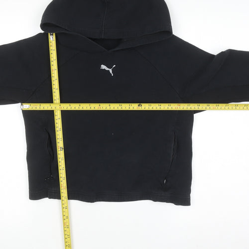 Puma Women's Black Cotton Hoodie Size M Pullover Hooded Sweatshirt